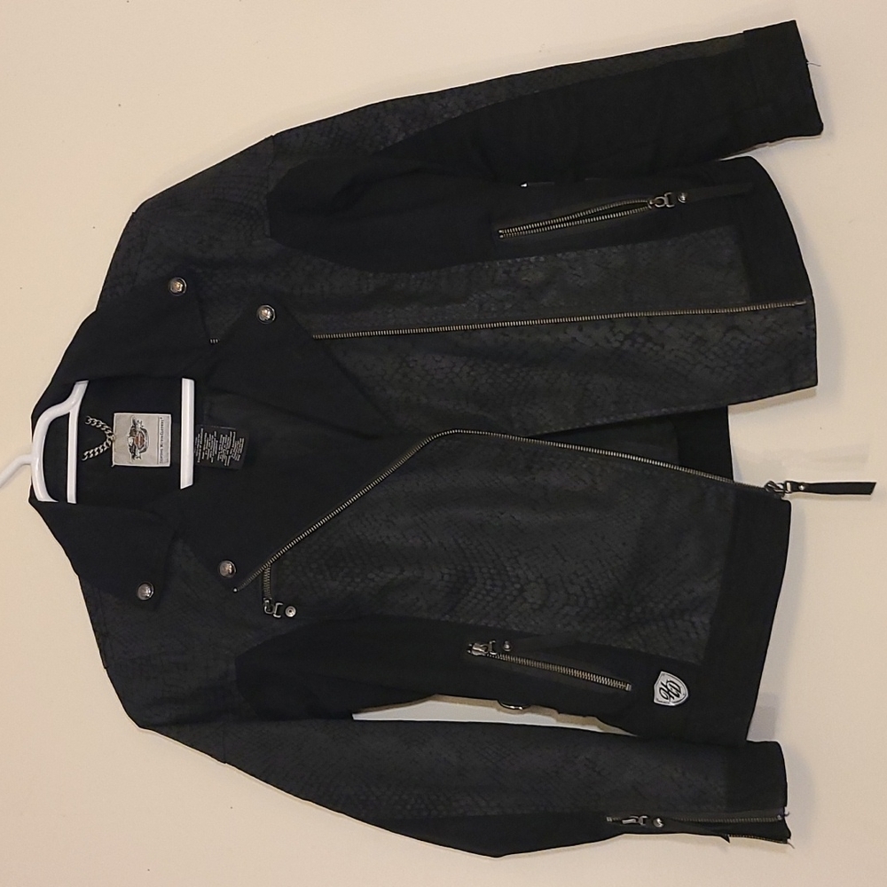 Harley davidson jacket snake skin print look large women's biker jacket